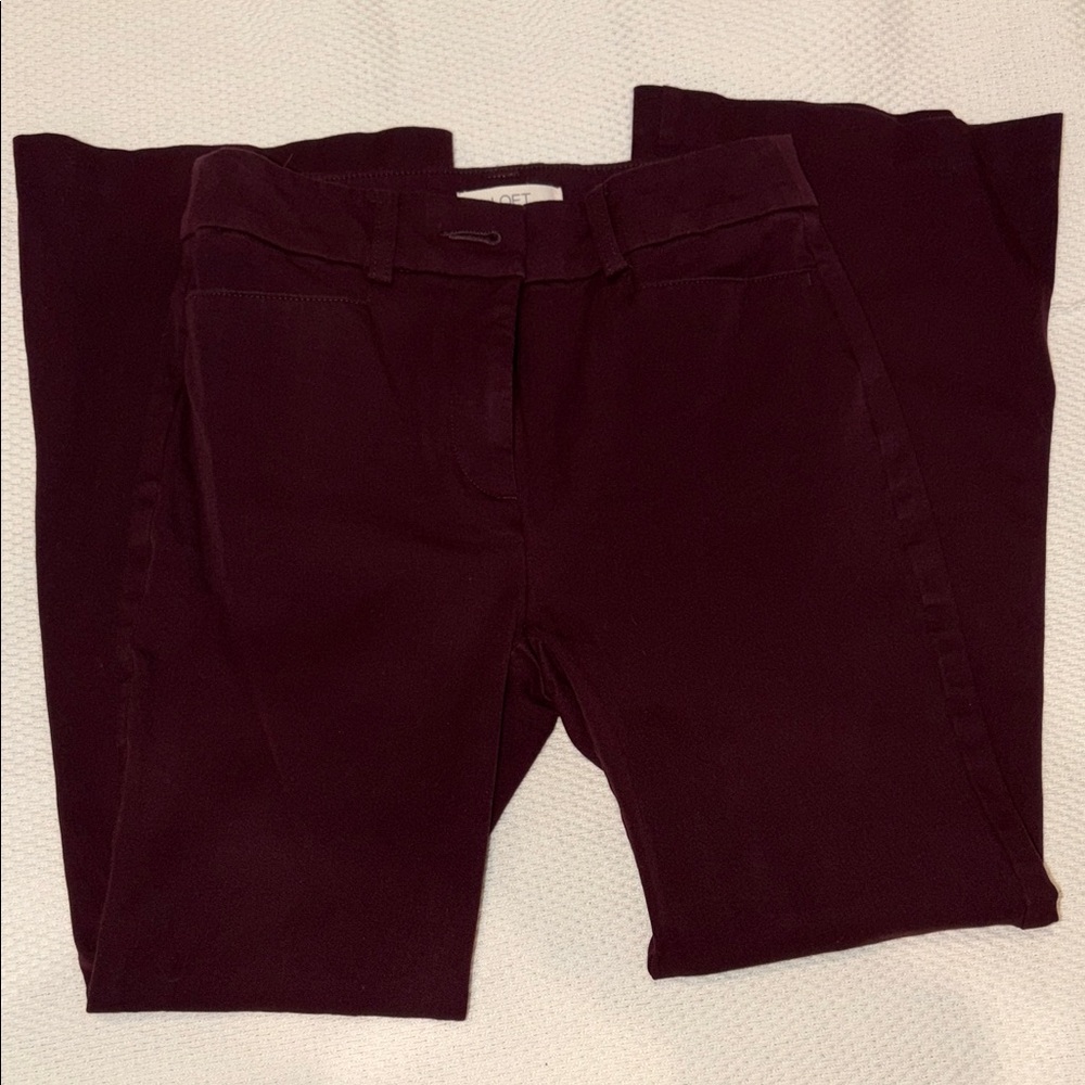 LOFT Deep Burgundy Wide Leg Pants